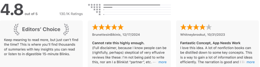 Blinkist app rating